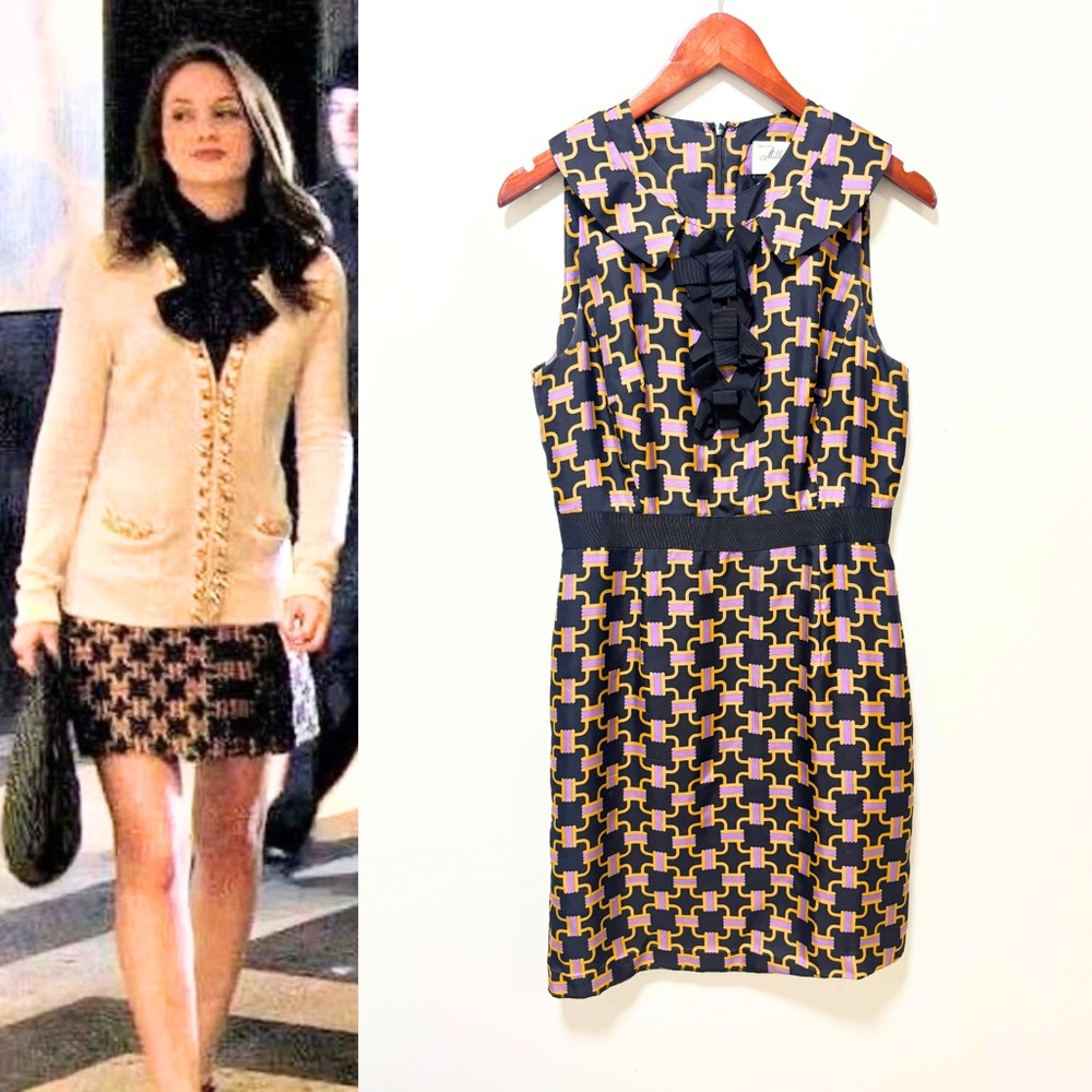 ASO Blair Waldorf in Gossip Girl Milly Sleeveless Silk Patterned Dress